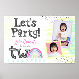 Póster Signo de bienvenida de dos años del arco iris del