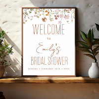 Signo de bienvenida de ducha de flores silvestres 