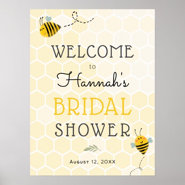 Póster Signo de bienvenida de ducha de novia Bee (Frente)