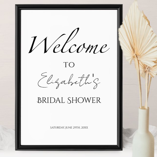 Póster Signo de bienvenida de ducha de novia blanca y neg (Subido por el creador)