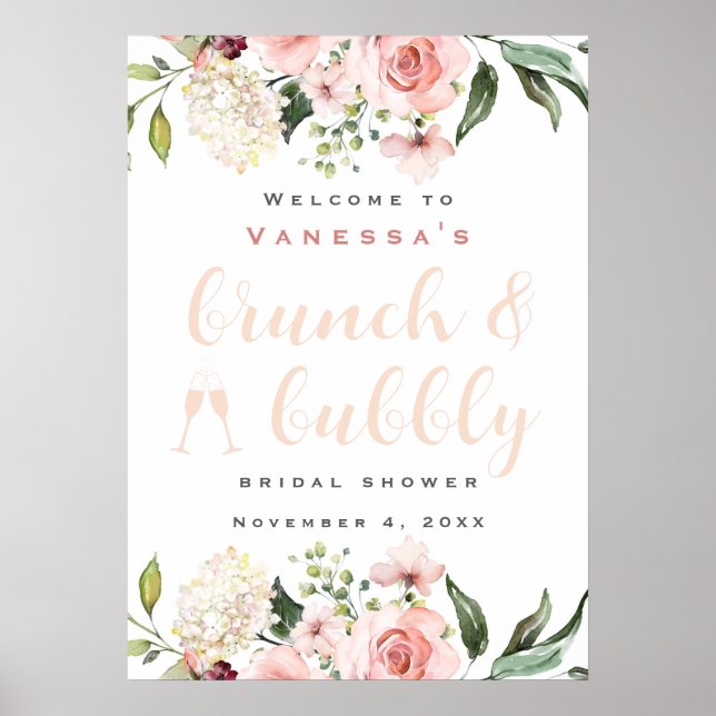 Póster Signo de bienvenida de ducha de novia brunch y bub (Frente)