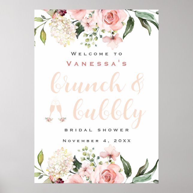 Póster Signo de bienvenida de ducha de novia brunch y bub (Frente)