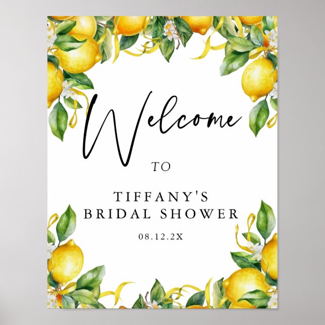 Póster Signo de bienvenida de ducha de novia Citrus Lemon (Frente)