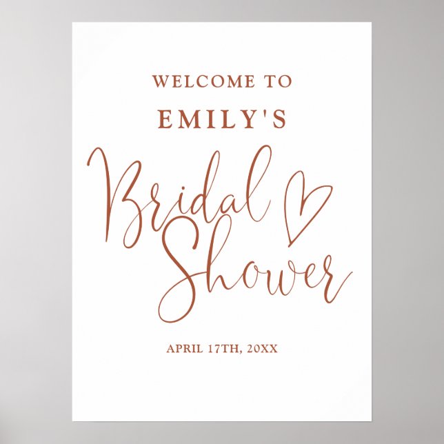 Póster Signo de bienvenida de ducha de novia con guión de (Frente)