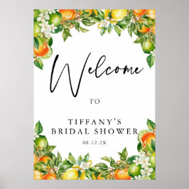 Póster Signo de bienvenida de ducha de novia de cítricos