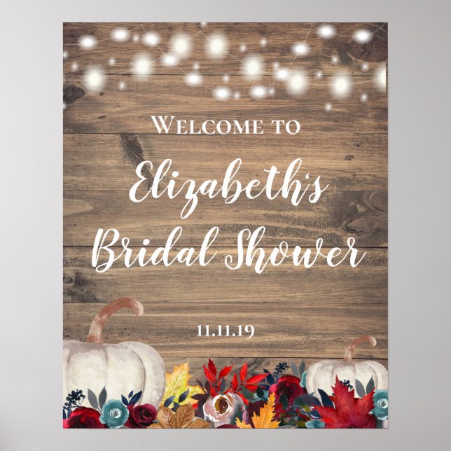 Póster Signo de bienvenida de ducha de novia de la caída  (Frente)
