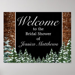 Póster Signo de bienvenida de ducha de novia de madera ne