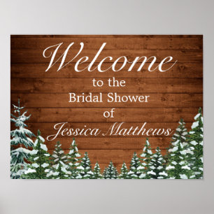 Póster Signo de bienvenida de ducha de novia de madera y