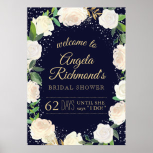 Póster Signo de bienvenida de ducha de novia en invierno