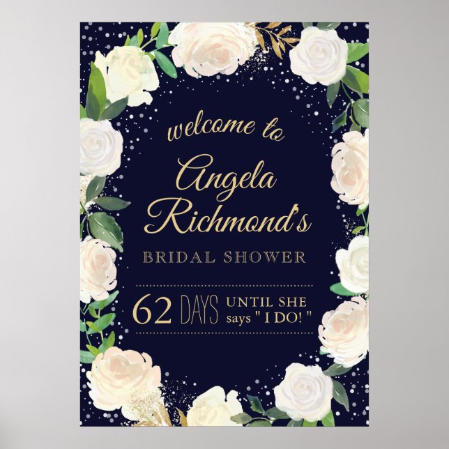 Póster Signo de bienvenida de ducha de novia en invierno  (Frente)