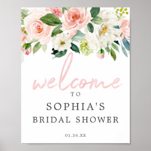 Póster Signo de bienvenida de ducha de novia floral Airy