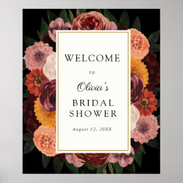 Póster Signo de bienvenida de ducha de novia floral borgo