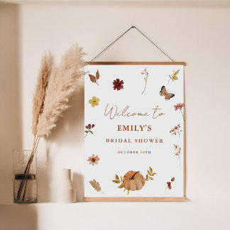 Póster Signo de bienvenida de ducha de novia floral de ca