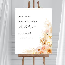 Póster Signo de bienvenida de ducha de novia floral de cr