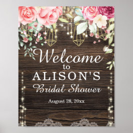 Póster Signo de bienvenida de ducha de novia floral de ma
