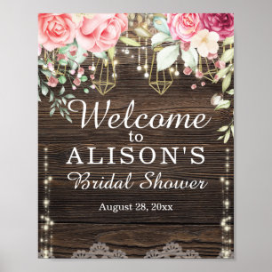 Póster Signo de bienvenida de ducha de novia floral de ma
