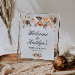 Póster signo de bienvenida de ducha de novia floral de ot<br><div class="desc">las hermosas acuarelas caen en oro y flores ruidosas. El texto y los colores de este poster de signos se pueden editar.</div>