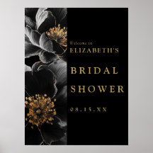 Signo de bienvenida de ducha de novia floral dorad