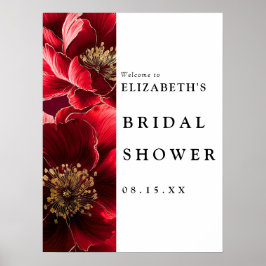 Póster Signo de bienvenida de ducha de novia floral moder