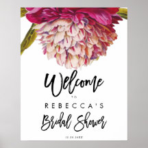 signo de bienvenida de ducha de novia floral rústi