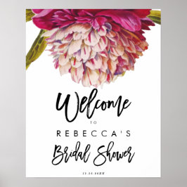 Póster signo de bienvenida de ducha de novia floral rústi
