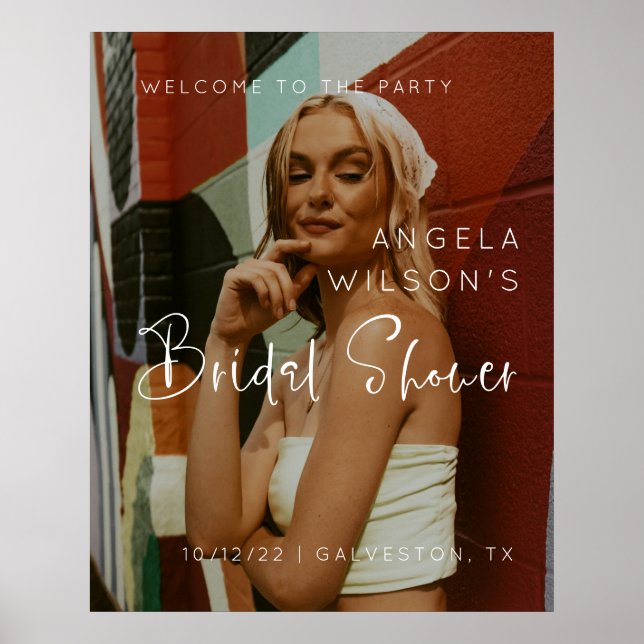 Póster Signo de bienvenida de ducha de novia fotográfica  (Frente)