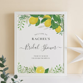 Póster Signo de bienvenida de ducha de novia limón fresco