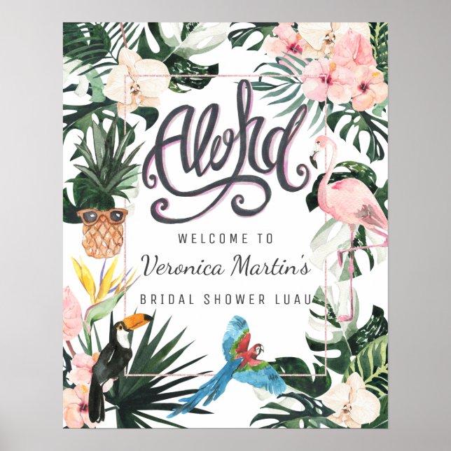 Póster Signo de bienvenida de ducha de novia | Moda tropi (Frente)