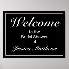 Póster Signo de bienvenida de ducha de novia negra Minima