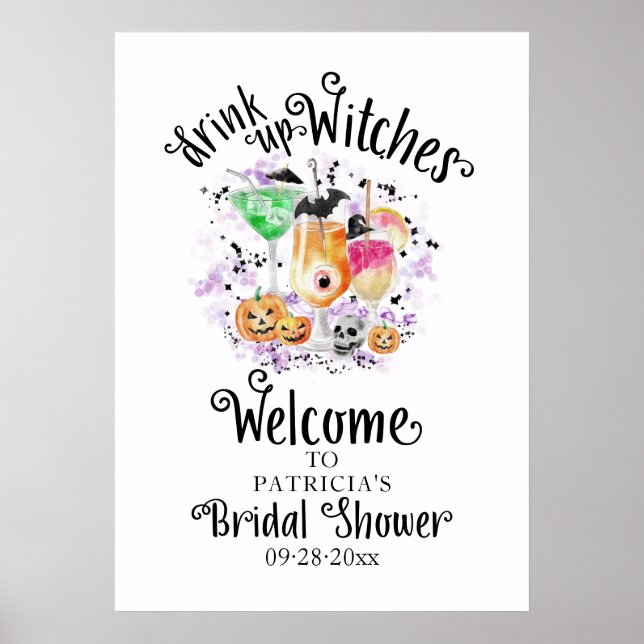 Póster Signo de bienvenida de ducha de novia para beber b (Frente)