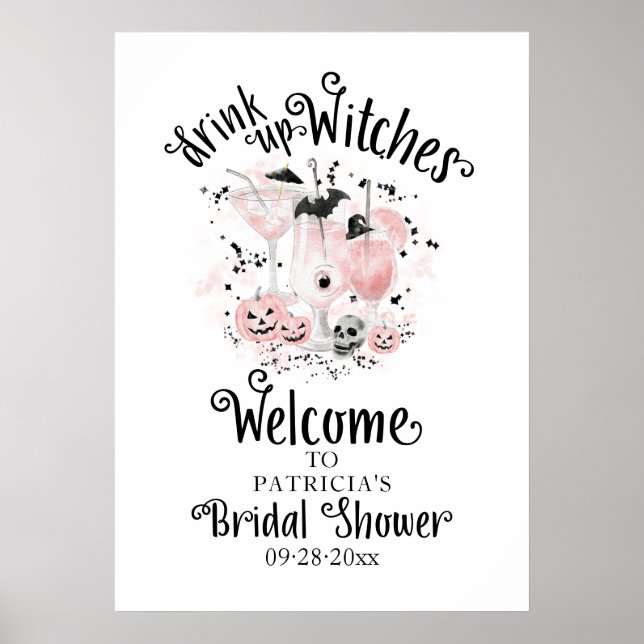 Póster Signo de bienvenida de ducha de novia para beber b (Frente)