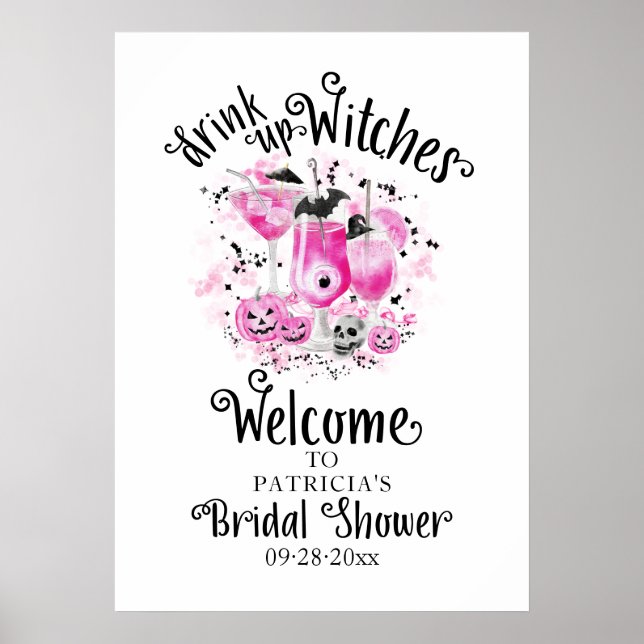 Póster Signo de bienvenida de ducha de novia para beber b (Frente)