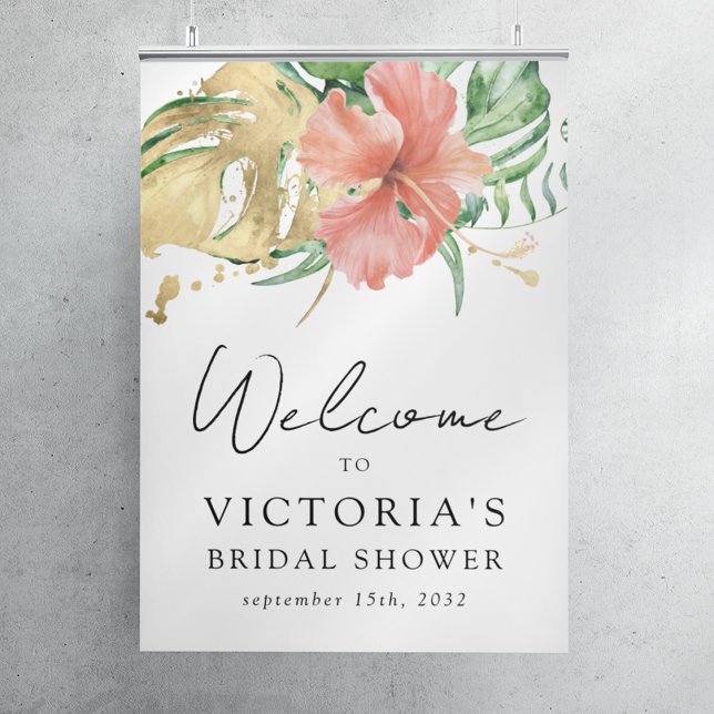 Póster Signo de bienvenida de ducha tropical con flores p (Subido por el creador)