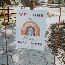 Póster Signo de bienvenida de Earthone Tone Boho Rainbow 