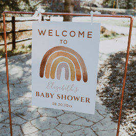 Póster Signo de bienvenida de Earthone Tone Boho Rainbow 