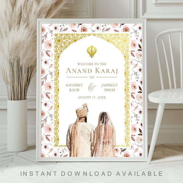 Póster Signo de bienvenida de Earthy Floral Anand Karaj B (Subido por el creador)