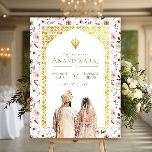 Póster Signo de bienvenida de Earthy Floral Anand Karaj B