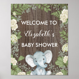 Póster Signo de bienvenida de elefante ruso a Baby Shower