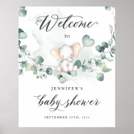 Póster Signo de bienvenida de Elephant Baby Shower