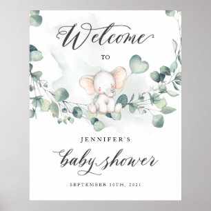 Póster Signo de bienvenida de Elephant Baby Shower