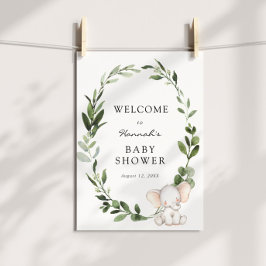 Póster Signo de bienvenida de Elephant Baby Shower