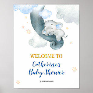 Póster Signo de bienvenida de Elephant Boy Baby Shower de