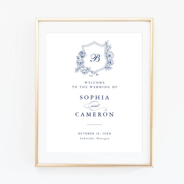 Póster Signo de bienvenida de Escudo de Monograma Rosas F (Subido por el creador)