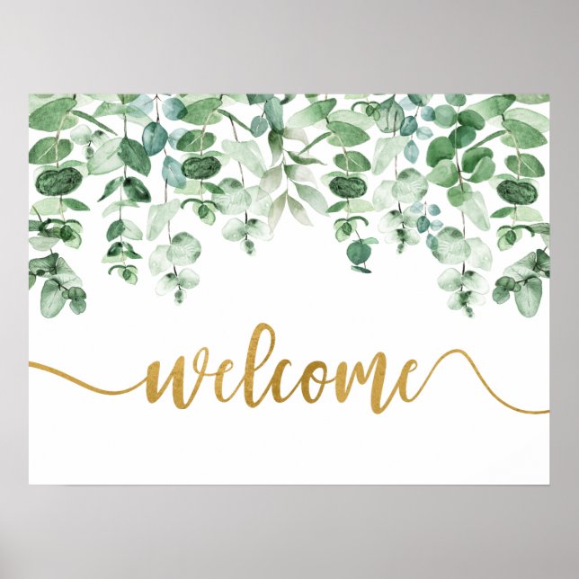 Póster Signo de bienvenida de Eucalyptus Greenery (Frente)