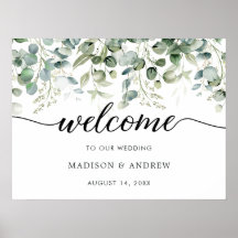 Signo de bienvenida de Eucalyptus Greenery Boda