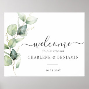 Póster Signo de bienvenida de Eucalyptus Greenery Foliage