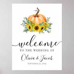 Póster Signo de bienvenida de Eucalyptus Pumpkin Boda