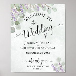 Póster Signo de bienvenida de Eucalyptus y Lavender Rústi
