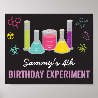 Póster Signo de bienvenida de experimento científico en r