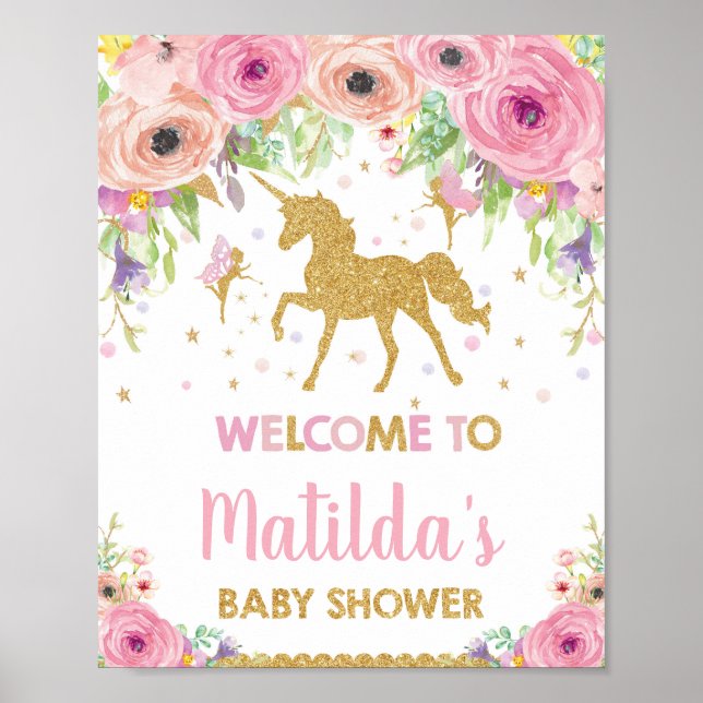 Póster Signo de bienvenida de Fiesta Baby Shower de unico (Frente)